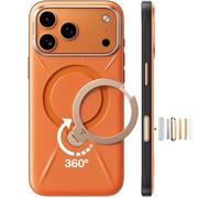 TORRAS Ostand Q3 VegSkin Funda para iPhone 17 Pro MAX [clásica Piel de Ternero][(Soporte magnético Invisible 360°] Resistente a los Golpes& arañazos, Funda para iPhone 17 Pro MAX, Naranja