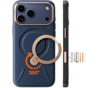 TORRAS Ostand Q3 VegSkin Funda para iPhone 17 Pro MAX [clásica Piel de Ternero][(Soporte magnético Invisible 360°] Resistente a los Golpes& arañazos, Funda para iPhone 17 Pro MAX, Azul