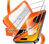 TORRAS Protector de pantalla para iPhone 16 Pro Max UNBREAK TOP 9H (ultra resistencia a roturas) Protector de pantalla para iPhone 16 Pro Max [instalación OneStep], transparente, paquete de 2