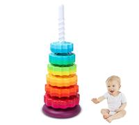 Torre apilable giratoria: Juego de arcoíris para niños | Lanzar Anillos Educativo | Bastón y 7 Anillos incluidos | Juguete para el Desarrollo de Habilidades motoras | Aprender Colores y Formas