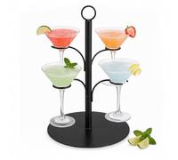 Torre bebidas Relaxdays, 4 copas, acero, negro