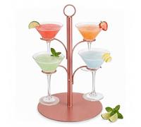 Torre bebidas Relaxdays, 4 copas, acero, oro rosa
