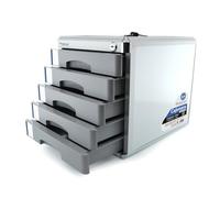 Torre con 5 Cajones Fabricada en DM recubierto de Aluminio con Llave - Professional Series - Cajones en Plástico con Identificador Personalizables by Office Box