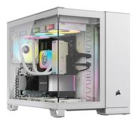 CORSAIR 2500X Pequeña-Torre mATX Caja de PC de Doble Cámara - Cristal Templado Panorámico - Conexión Inversa Compatible con Placa Base - Sin Ventiladores Incluidos - Blanco