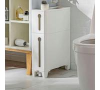 Torre de almacenamiento de cajones estrechos y delgados con 4 cajones y 2 ruedas - Armario de baño alto para lado de inodoro y soluciones de almacenamiento de piso de esquina pequeña