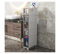 Torre de almacenamiento delgada con ruedas que ahorra espacio, 5 niveles, con cajones transparentes, perfecta para inodoros compactos y espacios pequeños, ideal para uso doméstico o apartamento