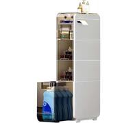 Torre de almacenamiento delgada para baño con 2/3/4 cajones extraíbles, independiente para baño, sala de estar y entrada, solución que ahorra espacio (4 niveles)