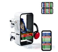 Torre de almacenamiento universal "Pro", hasta 18 juegos, con soporte de mando para 4 consolas, accesorios de juego para PS5, PS4, PS3, Xbox, Switch, Blue Ray, DVD