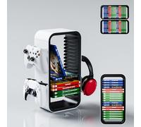 Torre de almacenamiento universal "Pro", hasta 18 juegos, con soporte de mando para 4 consolas, accesorios de juego para PS5, PS4, PS3, Xbox, Switch, Blue Ray, DVD