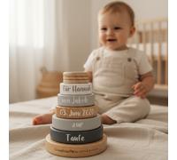 Torre de apilamiento personalizada para bautizo con nombre y fecha de bautizo – Sin personalización