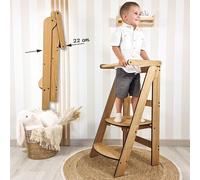 Torre de Aprendizaje Montessori Madera Compacta, Torre de Aprendizaje Evolutiva Niños, Escalera 2 Peldaños, Escalón Infantil, Taburete Infantil, Personalizable con Nombre, Hecho a Mano