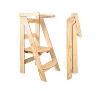 Torre de Aprendizaje Montessori Pino Compacta, Torre de Aprendizaje Evolutiva Niños, Escalera 2 Peldaños, Escalón Infantil, Taburete Infantil, Personalizable con Nombre, Hecho a Mano