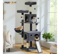 Torre de árbol para gatos de varios niveles con poste rascador de Sisal y almohadilla, hamaca acogedora, Condo grande de lujo para gatos de interior, accesorios para gatos de juguete AMT0181BG XL