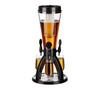 Relaxdays Columna Torre de Cerveza con 3 Grifos, 4 L, Dispensador de Bebidas con Enfriador, Beer Tower, Transparente y Negro