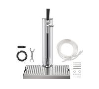 Torre de cerveza de barril de acero inoxidable 14 Kegerator Tower Kit con bandeja de goteo, dispensador de cerveza de un solo grifo para el día del padre, Navidad y barras del hogar