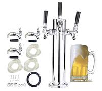 Torre de cerveza de barril de acero inoxidable de triple grifo, dispensador de cerveza con grifos de 3 pulgadas de 360 x 760 mm, incluye manguera para bar de cerveza casera