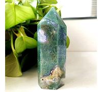 Torre De Cristal De Ágata De Musgo Natural Hechicero Meditación Curación Espiritual Feng Shui Ward Off Evil Crystal Decoración Del Hogar,AA16 168g 101mm