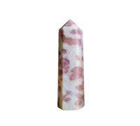 Torre de cristal de turmalina en flor de ciruelo natural, hexagonal | Obelisco prisma, varita pulida de un solo punto para decoración del hogar, meditación, curación, regalo coleccionable