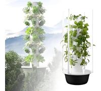 Torre de cultivo vertical hidropónico con luces LED de cultivo, sistema aeropónico automatizado para hierbas y hortalizas de hoja verde de interior, maceta que ahorra espacio con bandeja para plántu