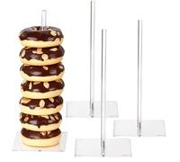 Torre De Exhibición De Donaş: Soporte De Acrílico Transparente De 4 Piezas, Soporte Para Refrigerios Para Fiestas, Diseño De Construcción Portátil | Accesorio Confiable Para Servir Bagel De Postre Par