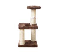 Torre de Gato de 3 Niveles, Torre de Gato con sisal rascando el Poste de Madera Real, árbol de Toda la Temporada para Gatos Grandes Interiores, Gatitos Brown