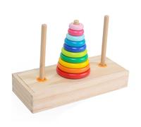 Torre de Hanoi, Rompecabezas de 10 Anillos, Juguete Lógico de Madera con Caja de Almacenamiento, Rompecabezas Lógico, Juguete Intelectual para Niños (Tamaño pequeño)