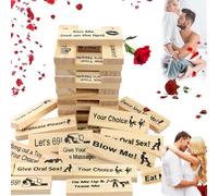 Torre de la lujuria,Juego de Torre de Bloques súper traviesos de 48 Piezas,Juego de Bloques de Torre apilables,Juegos de Parejas para Adultos,Juego de Bloques apilables de Torre de San Valentín