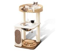 Torre de madera tejida a mano para gatos, condominio de lujo de sisal natural real
