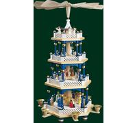 Torre De Mesa De La Navidad Azul Erzgebirge Pirámide 3 Niveles NUEVO 16725