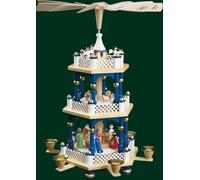 Torre De Mesa De Navidad Azul Erzgebirge Pirámide 3 Niveles NUEVO 16727