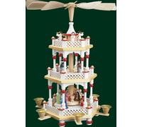 Torre De Mesa De Navidad Blanca Erzgebirge Pirámide 2 Niveles NUEVO 16730