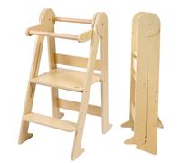 Torre de observación Montessori plegable compacta y ligera - Madera de abedul resistente a 80 kg - 3 alturas ajustables - Certificado CE y seguridad anti-Basculamento - Autonomía y movilidad - a