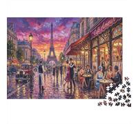 Torre de París Romántica Puzzle 1000 Piezas Adultos Y Niños,Desafío,Regalo Ideal,Rompecabezas,Premium,Cartón,Deco Pared,14 Años+,Anti-estrés,Relax,Reto,Educativo 38x26cm