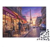 Torre de París Romántica Puzzle 1000 Piezas Adultos Y Niños,Rompecabezas,Premium,Cartón,14 Años+,Deco Pared,Regalo Ideal,Anti-estrés,Relax,Desafío,Reto,Educativo 52x38cm