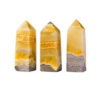 Torre De - Piedra Citrina Eccendonal Natural | Estatua Natural De Piedra Citrina Hexagonal | Torre D-I Crystal | Statuetta En Pietras Naturales Reiki, Decoración De Escritorio, Decoraciones