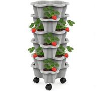 Torre de Plantas, Estante de 6 niveles apilable con ruedas, Torre De Plantas Vertical con Macetas Resistentes A La Intemperie para Jardinería Interior Y Exterior Hogar Invernadero Cultivar Flores
