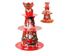 Torre de postres Soporte para Cupcakes navideños de 3 Niveles para decoración navideña de Mesa B