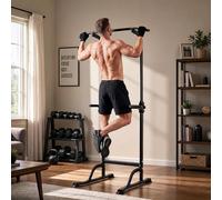 Torre de potencia para gimnasio en casa, barra de dominadas ajustable y estación de inmersión, torre de entrenamiento de fuerza resistente para dominadas, inmersiones, levantamientos de rodilla y