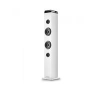 NGS Sky Charm Pro White - Torre de Sonido 50W con Bluetooth 5.4, Óptica, USB, AUX-IN, Radio FM, Función Broadcasting, Entrada Micrófono Karaoke, Mando a Distancia, Blanco