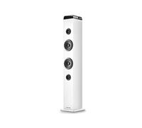 NGS Sky Charm Pro White - Torre de Sonido 50W con Bluetooth 5.4, Óptica, USB, AUX-IN, Radio FM, Función Broadcasting, Entrada Micrófono Karaoke, Mando a Distancia, Blanco