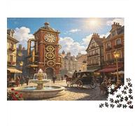 Torre del Reloj Calle Europea Puzzle de 1000 Piezas para Adultos Papel Puzzle para Toda la Familia Relajación Regalo 70x50cm/1000pcs