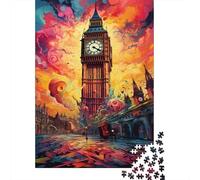 Torre del Reloj de Londres Puzzle de 1000 Piezas Papel para Adultos Calle Urbana Colorida Relajante Familia Decorativo Regalo 52x38cm/1000pcs