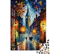 Torre del Reloj de Londres Puzzle de 1000 Piezas Papel para Adultos Escena Nocturna Set de Puzzle 1000 Piezas Decoración Regalo 52x38cm/1000pcs