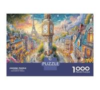 Torre del Reloj de París Cartón Londres Big Ben Pueblo Vibrante Rompecabezas Clásico Adecuado para Principiantes Estimulante Mental 70x50cm/1000pcs