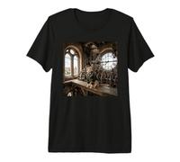 Torre del Reloj del Gato Victoriano Escena Interior clásica Camiseta Premium