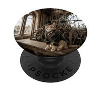 Torre del Reloj del Gato Victoriano Escena Interior clásica PopSockets PopGrip Adhesivo