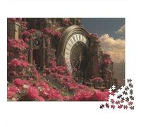 Torre del Reloj Steampunk Torre del Reloj Colorida con Rosas 1000 Piezas Rompecabezas para Adultos Hermoso Rompecabezas Decorativo Desarrollo Cerebral 52x38cm/1000 Piezas