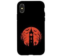Torre del Reloj y murciélagos Luna de Halloween Carcasa para iPhone X/XS