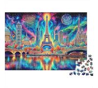 Torre Eiffel 1000 Piece Recycled Cardboard París Aurora Arte Jigsaw Puzzle Set Fun Home Activity Challenge Great Gift for Housewarming Puzzle Lovers 52x38cm/1000pcs