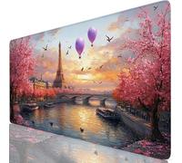 Torre Eiffel Alfombrilla Ratón XXL 1200x600x3mm Mouse Pad Grande Gaming París Alfombrilla Escritorio con Base Antideslizante, Resiste Salpicaduras,Bordes Cosidos Mousepad para Oficina y Familia Y8-522
